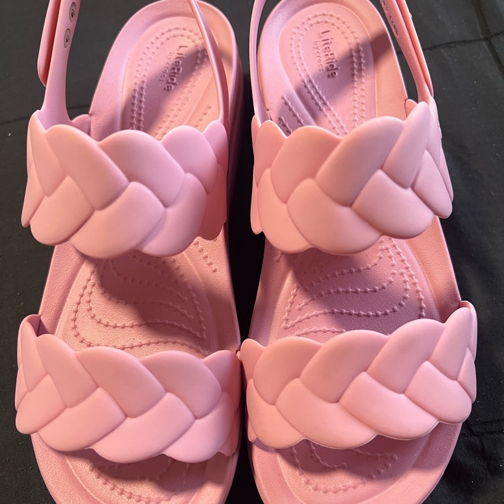 CROCS Light Pink Braided Sandals